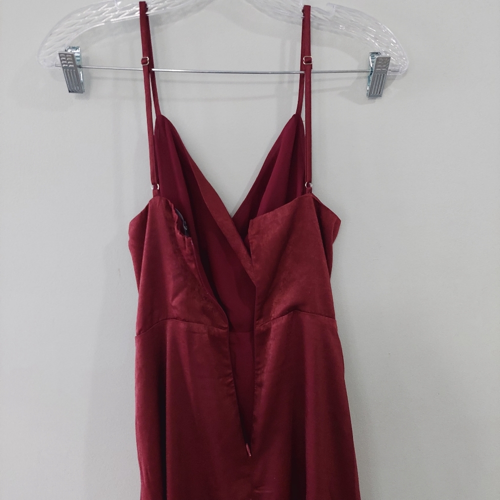 Lulus Formal Maxi Dress Small Red V-neck adjustable straps slit on front - Picture 12 of 14
